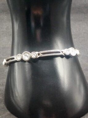 Brighton Infinity Sparkle Bracelet Silver Tone Clear Crystal 7"